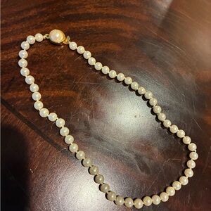 Classic Pearl Strand Necklace - White Pearls with Gold Clasp
